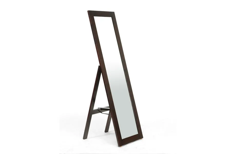 Baxton Studio Lund Dark brown Wood Modern Mirror