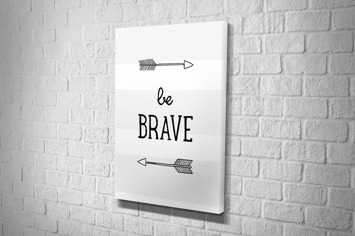 Be Brave Grey Stripe | Scandinavian Kid's Wall Art Print