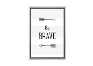 Be Brave Grey Stripe | Scandinavian Kid's Wall Art Print