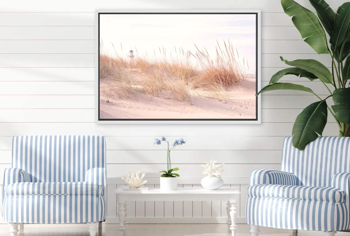 Beach Grass Lighthouse | Hamptons Canvas Wall Art Print