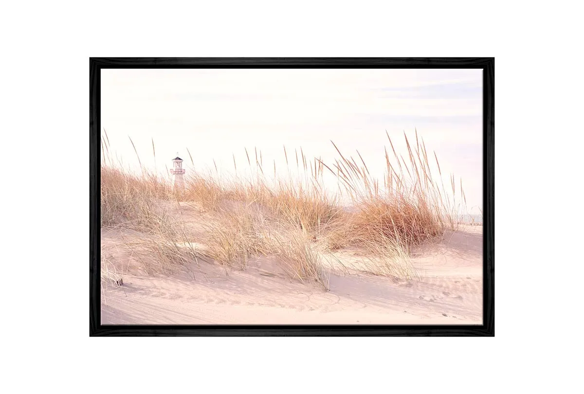 Beach Grass Lighthouse | Hamptons Canvas Wall Art Print