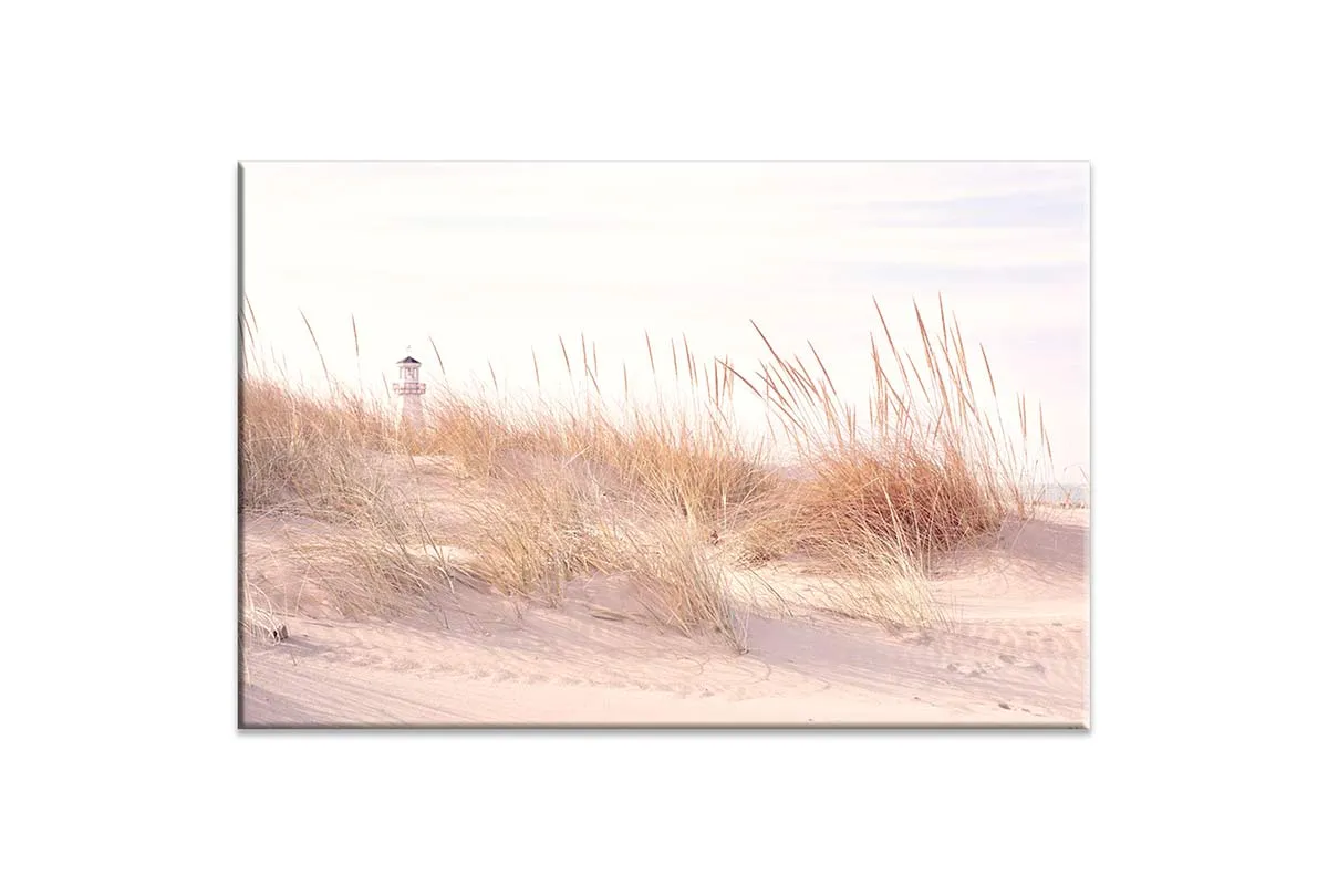 Beach Grass Lighthouse | Hamptons Canvas Wall Art Print