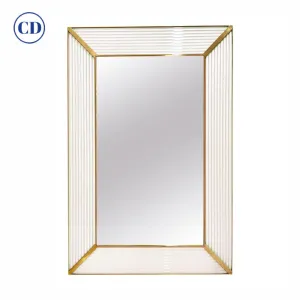 Bespoke Italian Art Deco Design Iridescent White Murano Glass Brass Mirror