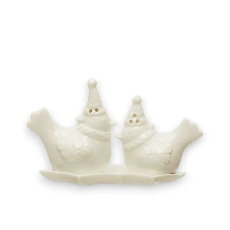 BIRD SALT AND PEPPER SHAKERS WITH DISH
