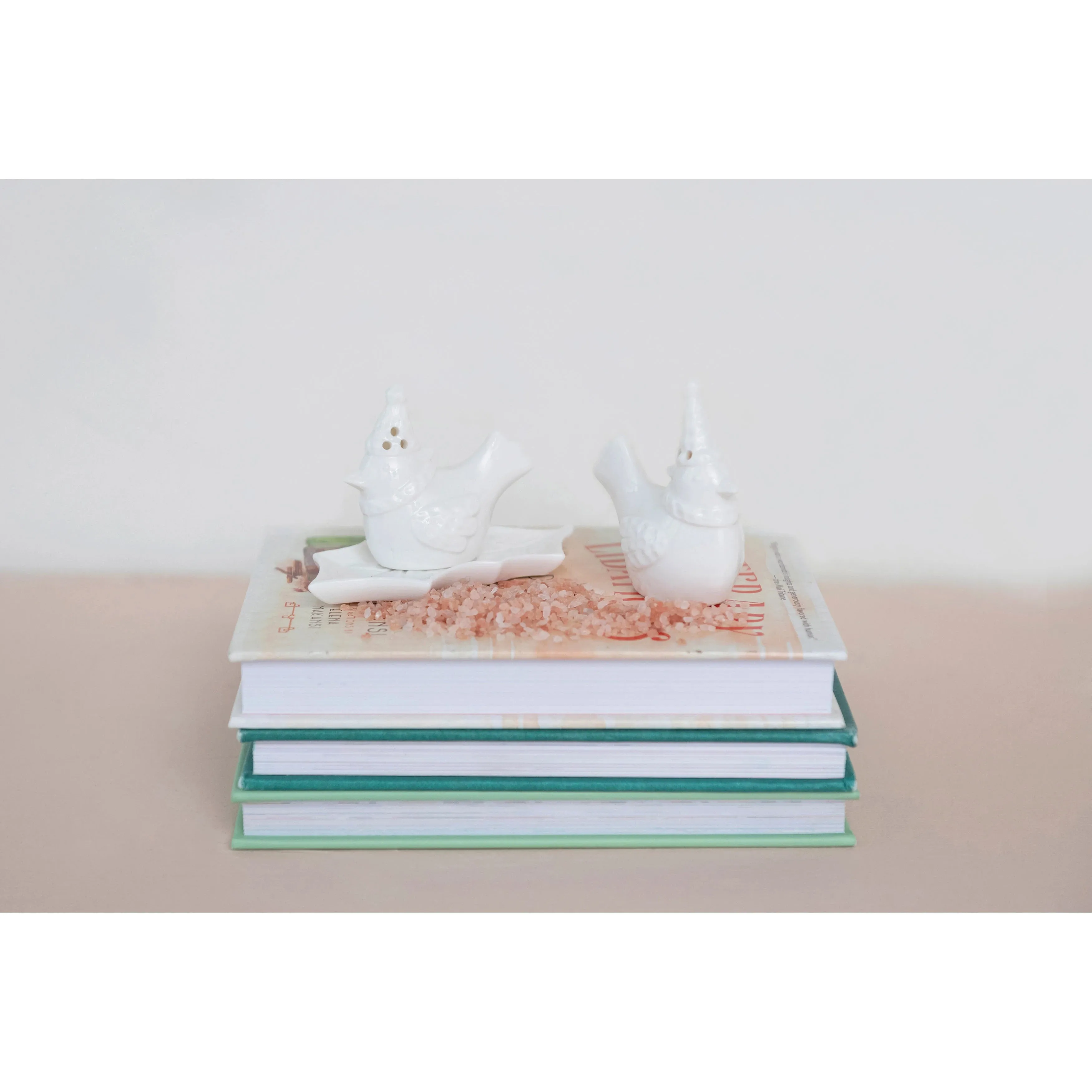 BIRD SALT AND PEPPER SHAKERS WITH DISH