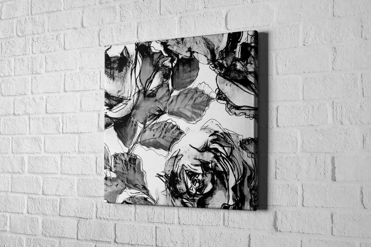 Black and White Watercolor Roses | Canvas Wall Art Print