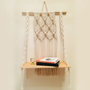 Blooming Flower Single Shelf Wall Hanging