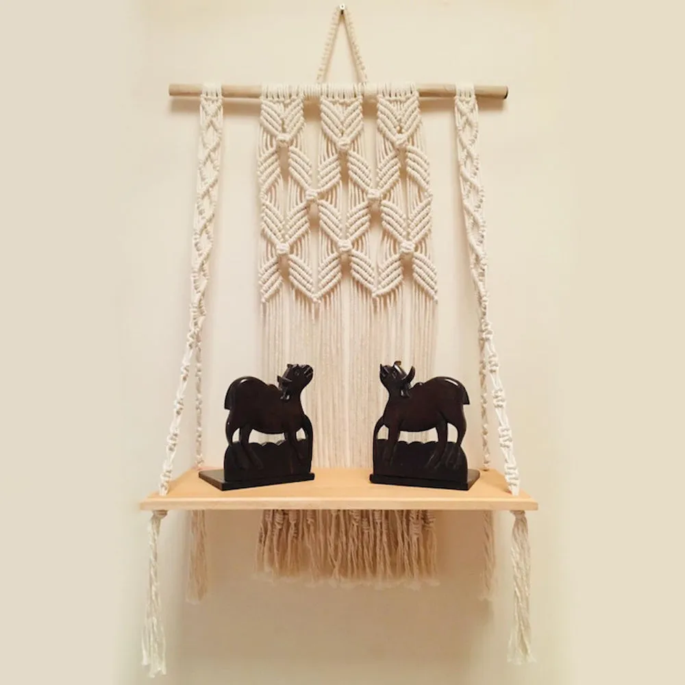 Blooming Flower Single Shelf Wall Hanging
