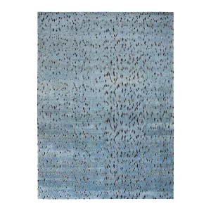 Blue Nu Vibrant Modern Silk Rug - 10' x 13'11"