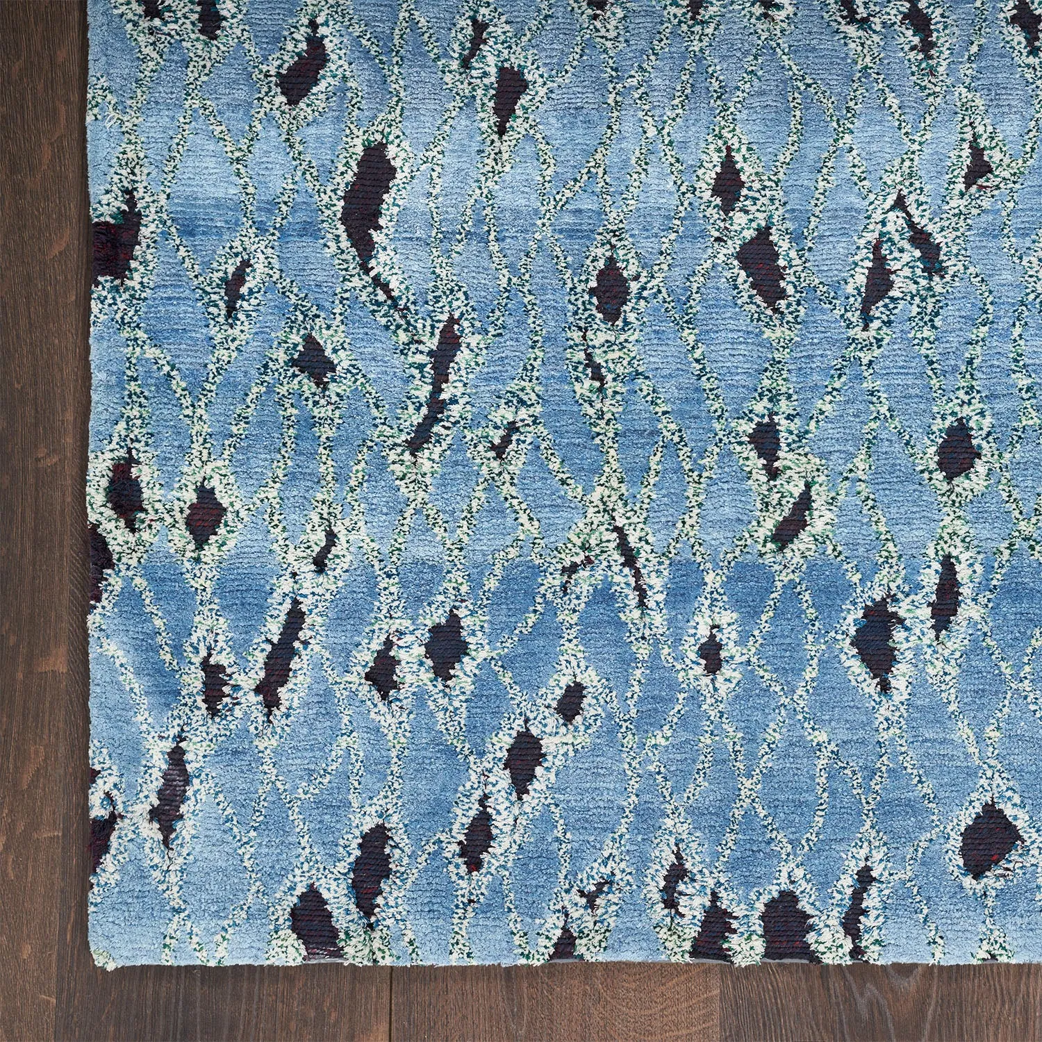 Blue Nu Vibrant Modern Silk Rug - 10' x 13'11"