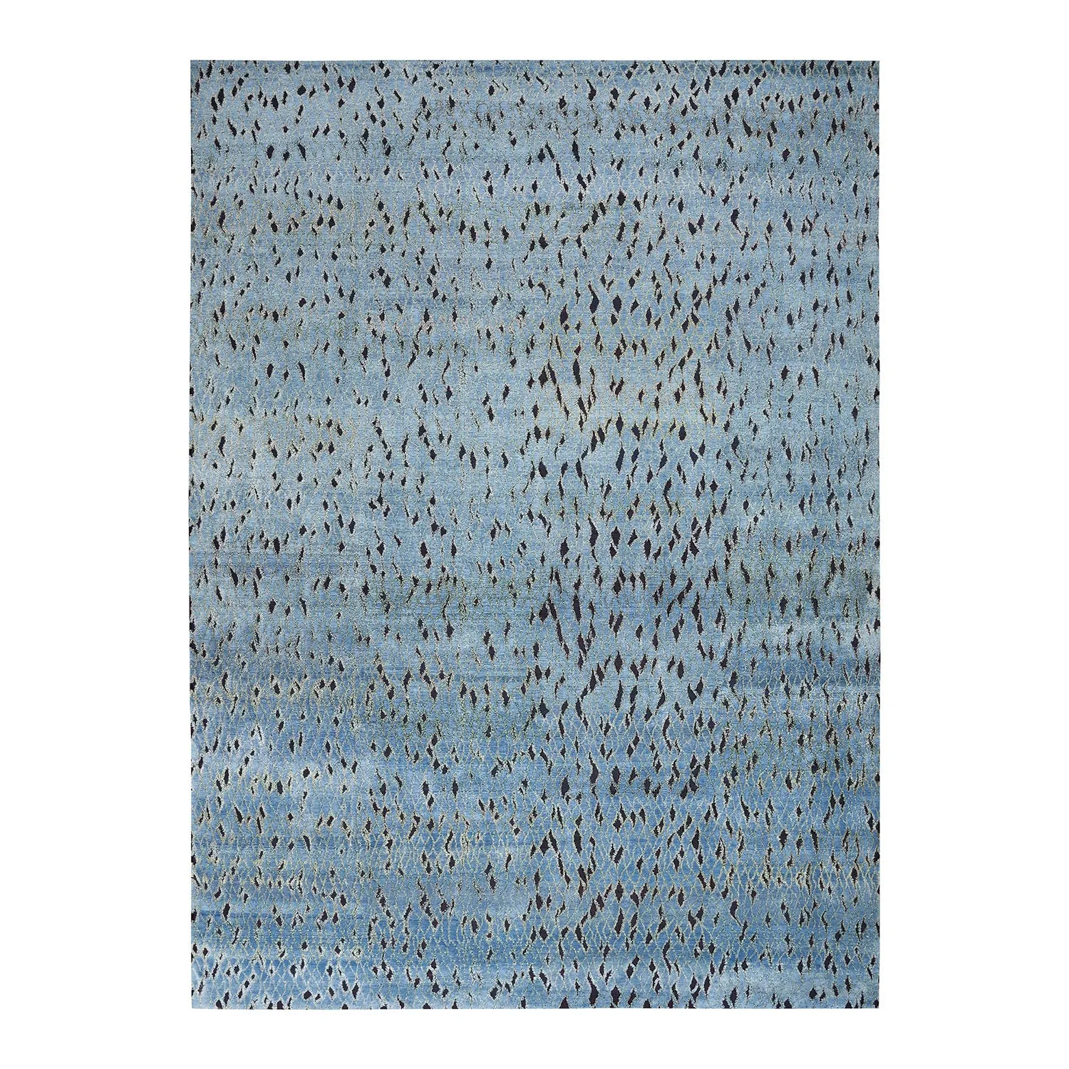 Blue Nu Vibrant Modern Silk Rug - 10' x 13'11"