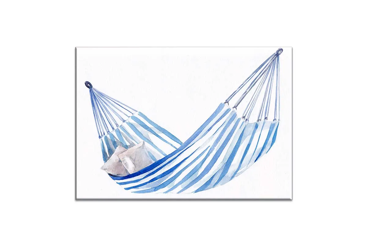 Blue Stripped Hammock | Hamptons Canvas Wall Art Print