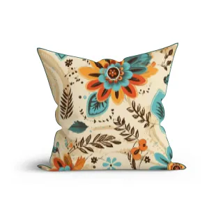 Bohemian Floral Harmony Printed Sofa Cushion Cover Set with Piping