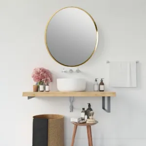 BRANCO Glory Round Decorative Mirror for Wall (24X24) Inch | Gold Finish with Beveled Metal Frame | Wall Mirror Premium Metal | Gold Coated Glass - Mirror for Bathroom, Living Room, Bedroom