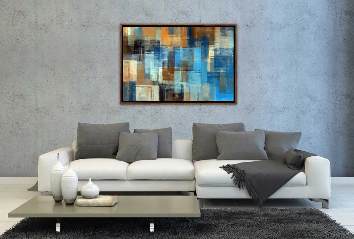 Brown and Blue Abstract | Canvas Wall Art Print
