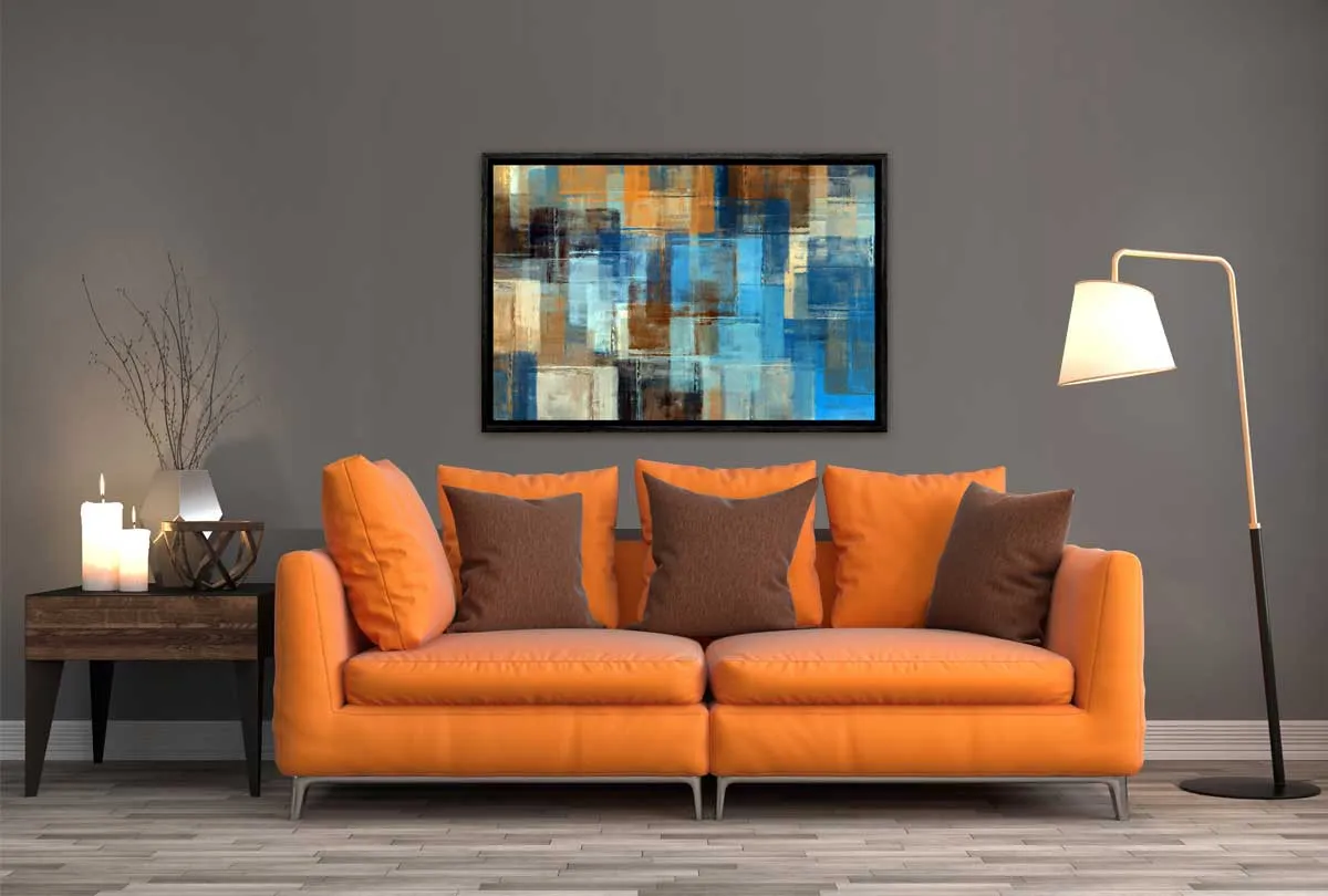 Brown and Blue Abstract | Canvas Wall Art Print