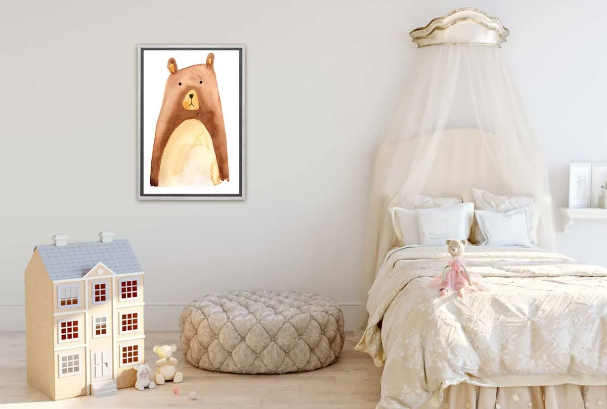 Brown Bear | Kids Woodland Print | Canvas Wall Art Print