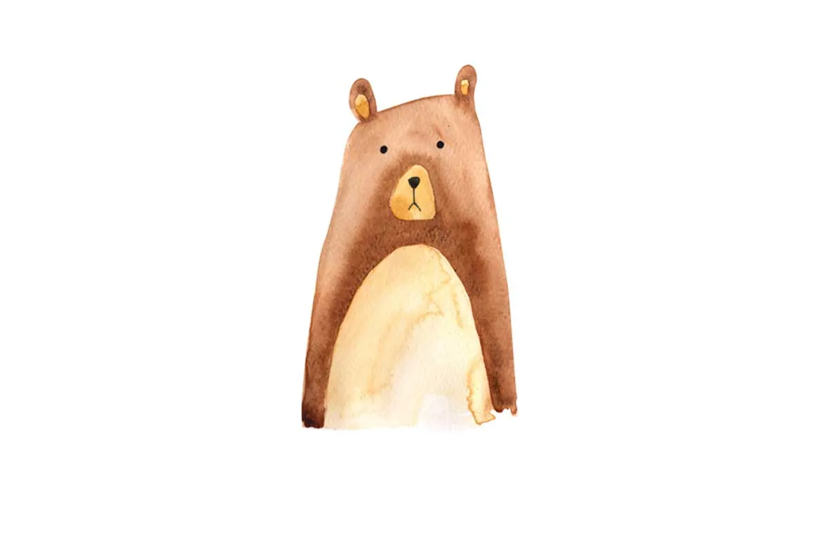 Brown Bear | Kids Woodland Print | Canvas Wall Art Print