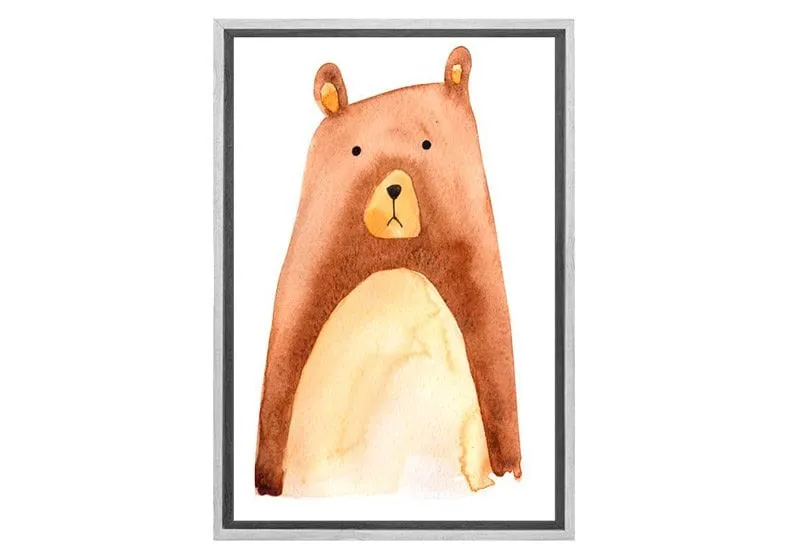 Brown Bear | Kids Woodland Print | Canvas Wall Art Print