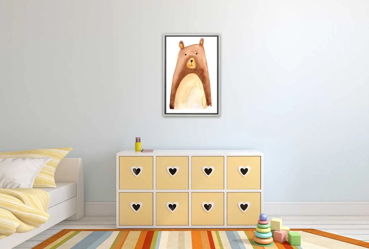 Brown Bear | Kids Woodland Print | Canvas Wall Art Print