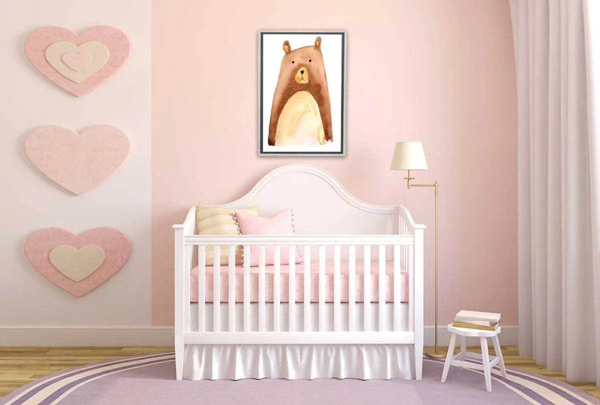 Brown Bear | Kids Woodland Print | Canvas Wall Art Print