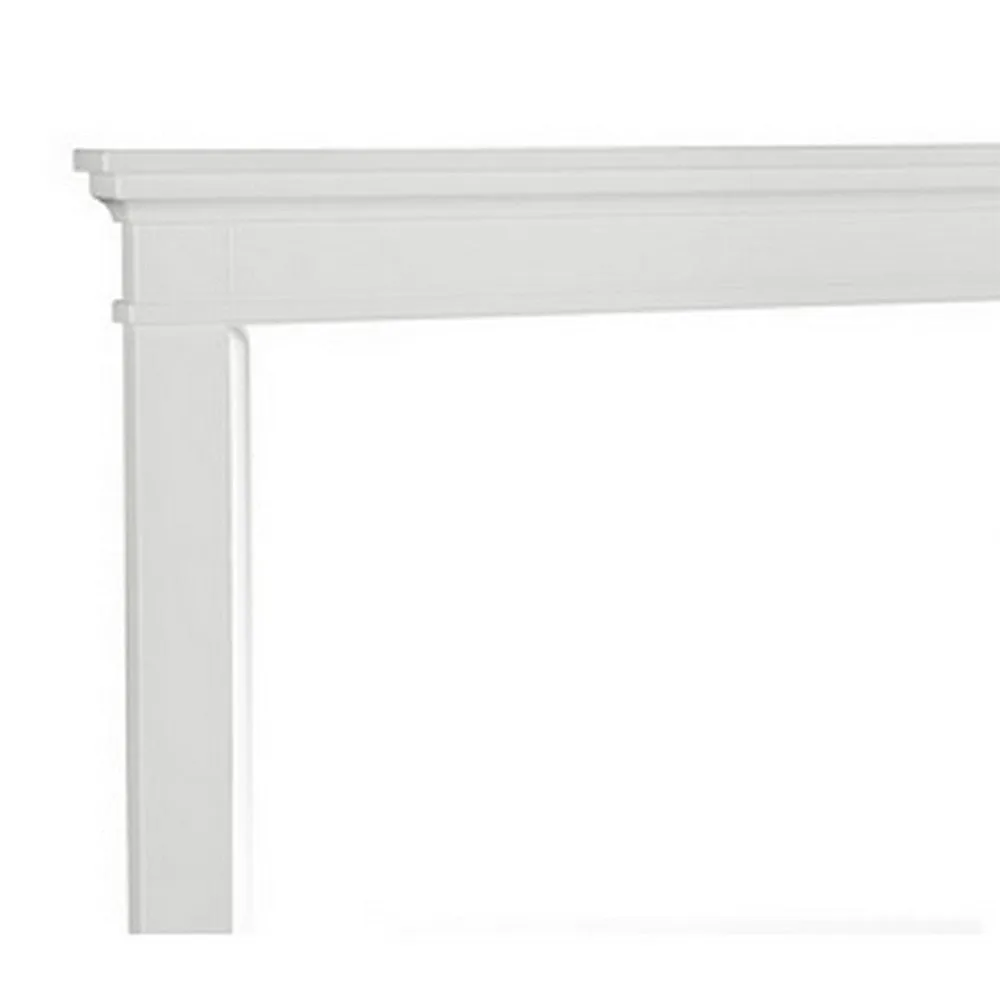 Candy 43 Inch Classic Accent Mirror, Rustic Minimalist Design, Crisp White By Casagear Home