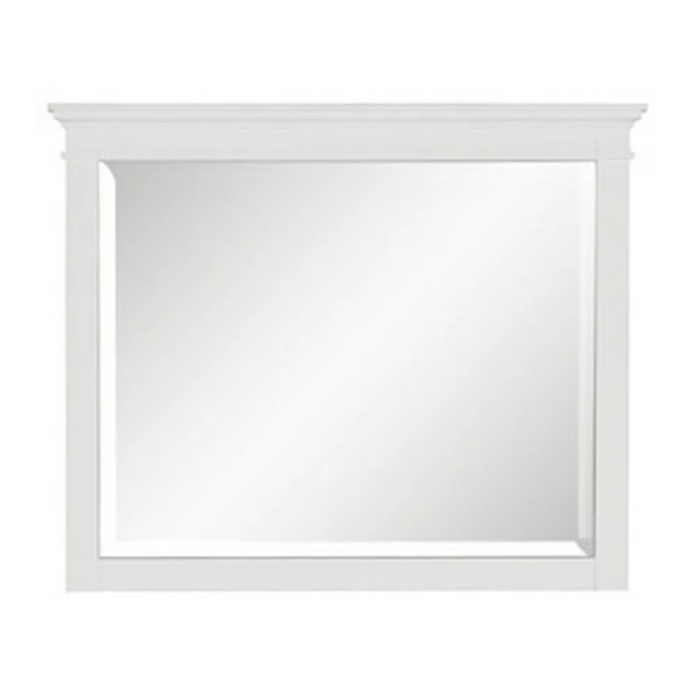 Candy 43 Inch Classic Accent Mirror, Rustic Minimalist Design, Crisp White By Casagear Home