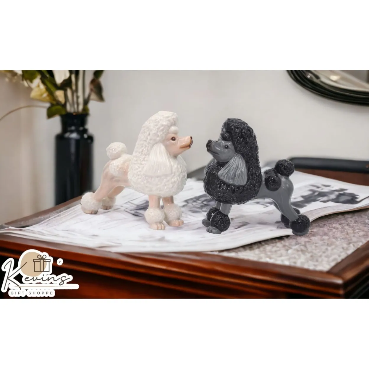 Ceramic Poodle Dogs Salt and Pepper Shakers Gift for Dog Lovers