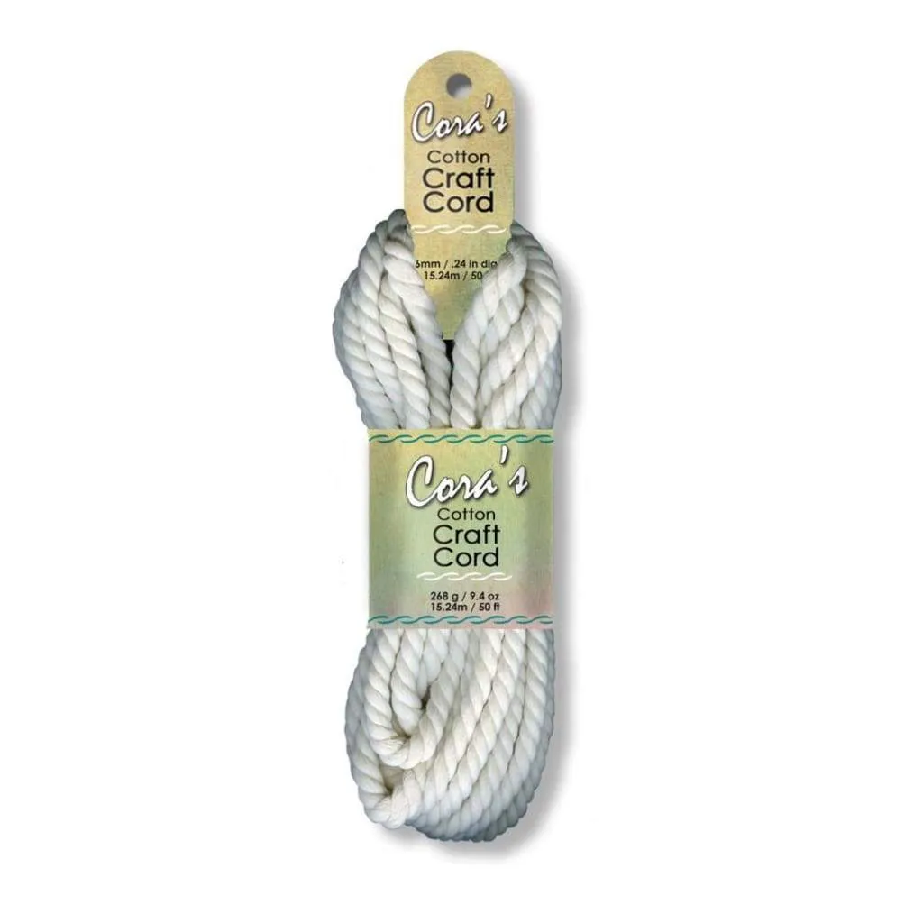 Cotton Craft Cord 6mmX50' - Natural Dyeable Fibre