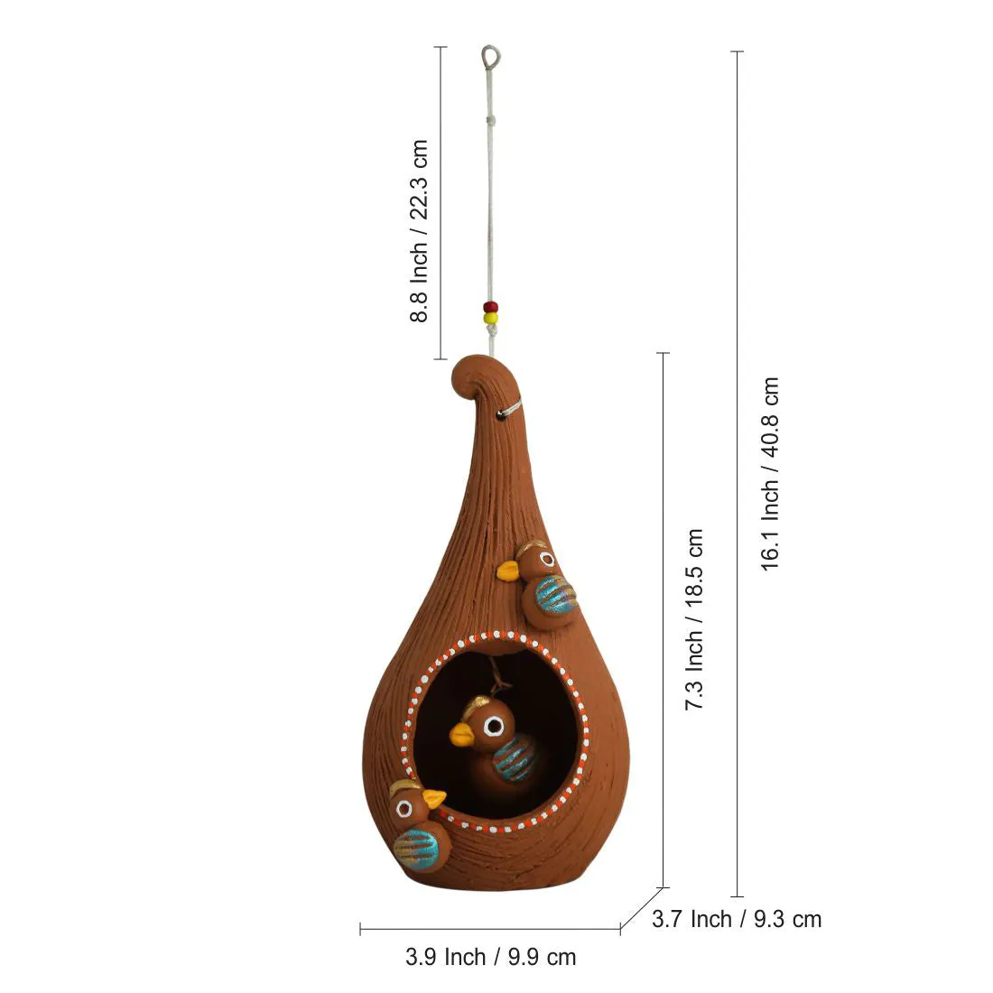 'Cuckoo in a Nest' Handmade Garden Decorative Bird House In Terracotta