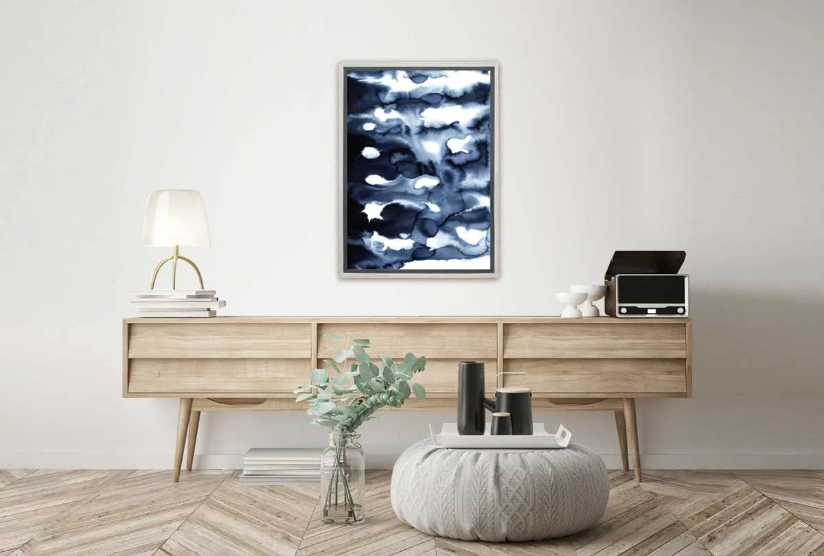 Deep Blue Watercolour Abstract | Canvas Wall Art Print