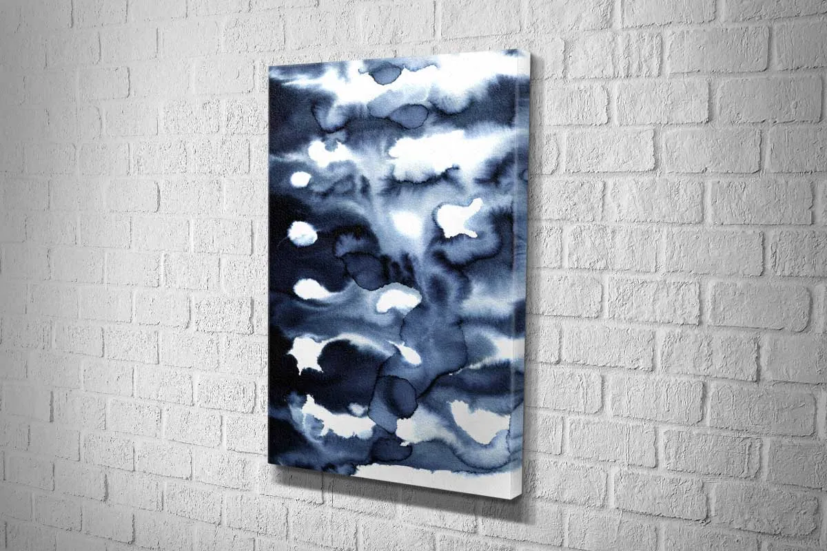 Deep Blue Watercolour Abstract | Canvas Wall Art Print