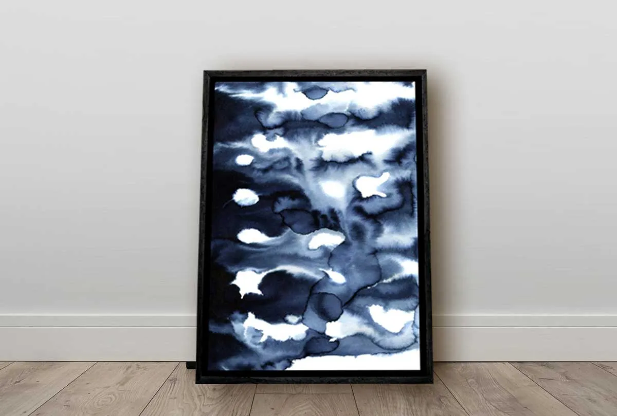 Deep Blue Watercolour Abstract | Canvas Wall Art Print