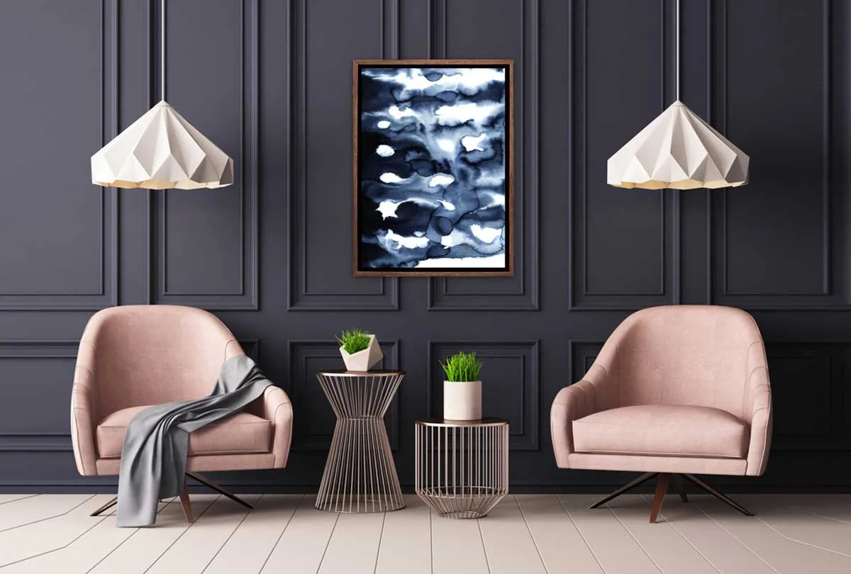 Deep Blue Watercolour Abstract | Canvas Wall Art Print