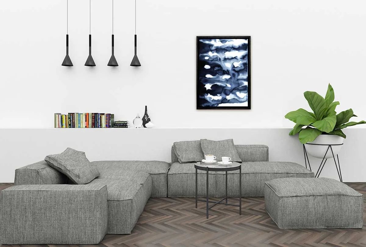 Deep Blue Watercolour Abstract | Canvas Wall Art Print