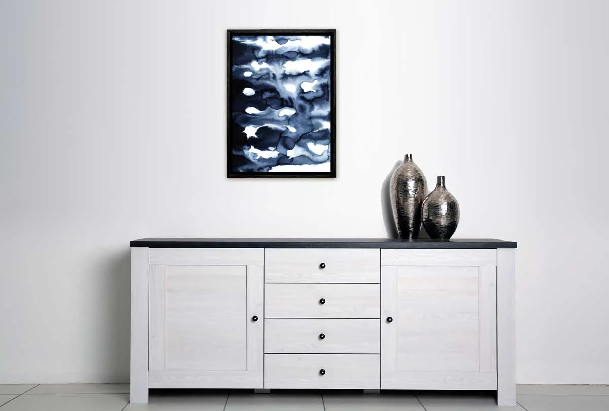 Deep Blue Watercolour Abstract | Canvas Wall Art Print