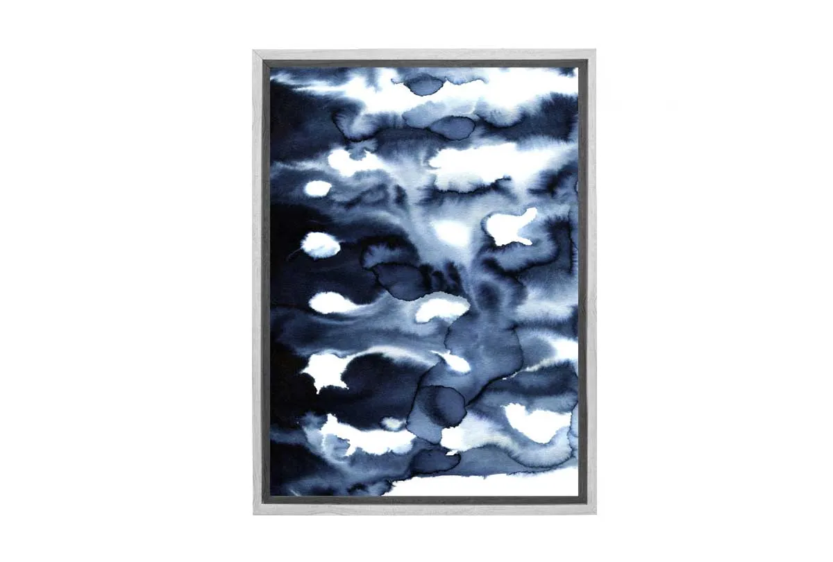 Deep Blue Watercolour Abstract | Canvas Wall Art Print