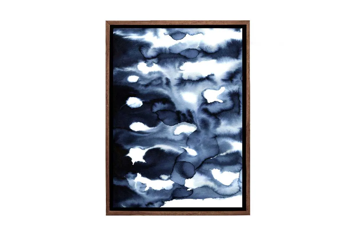 Deep Blue Watercolour Abstract | Canvas Wall Art Print
