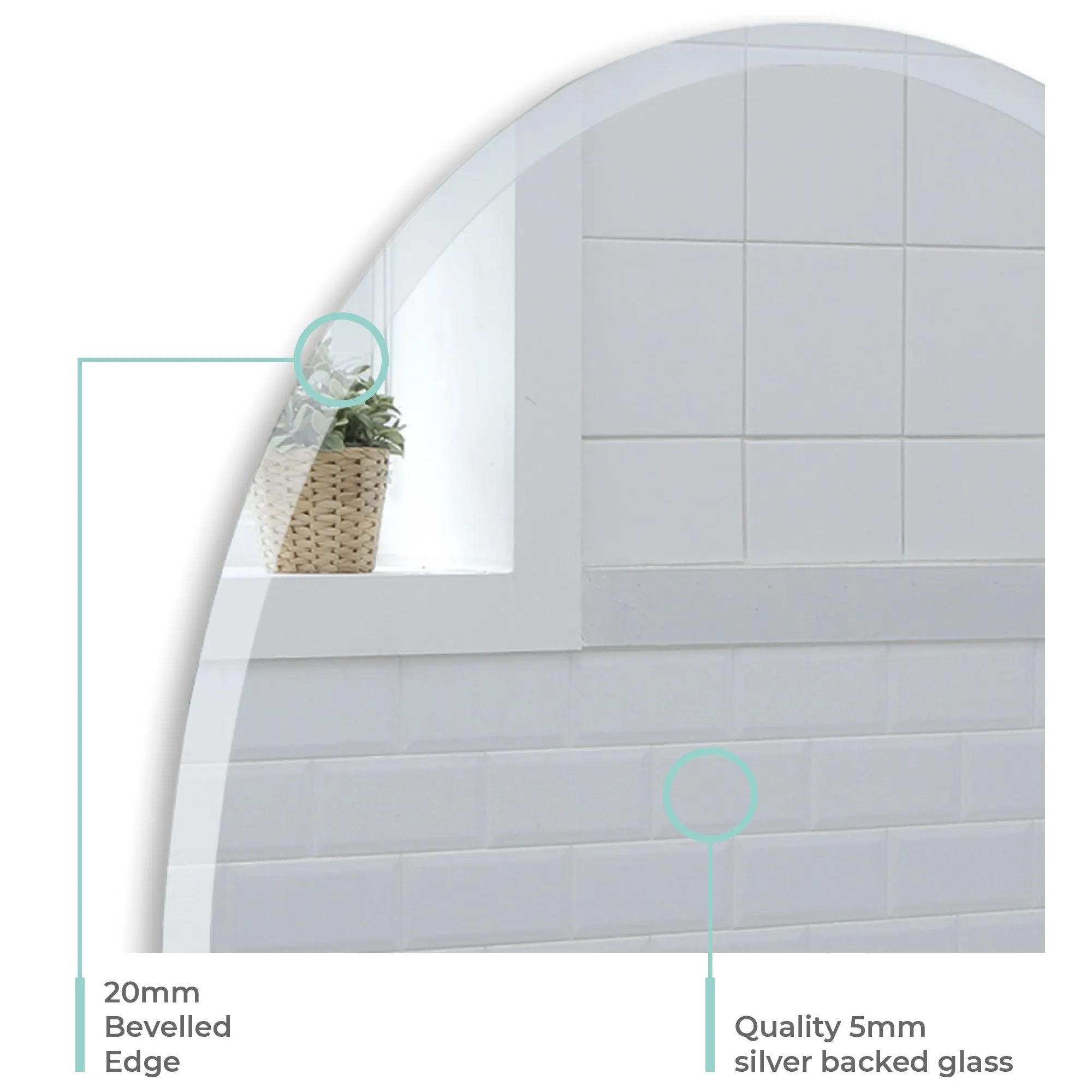 Diana Modern Oval Bathroom Wall Mirror 2 Sizes 50Hx40Wcm and 70Hx50Wcm