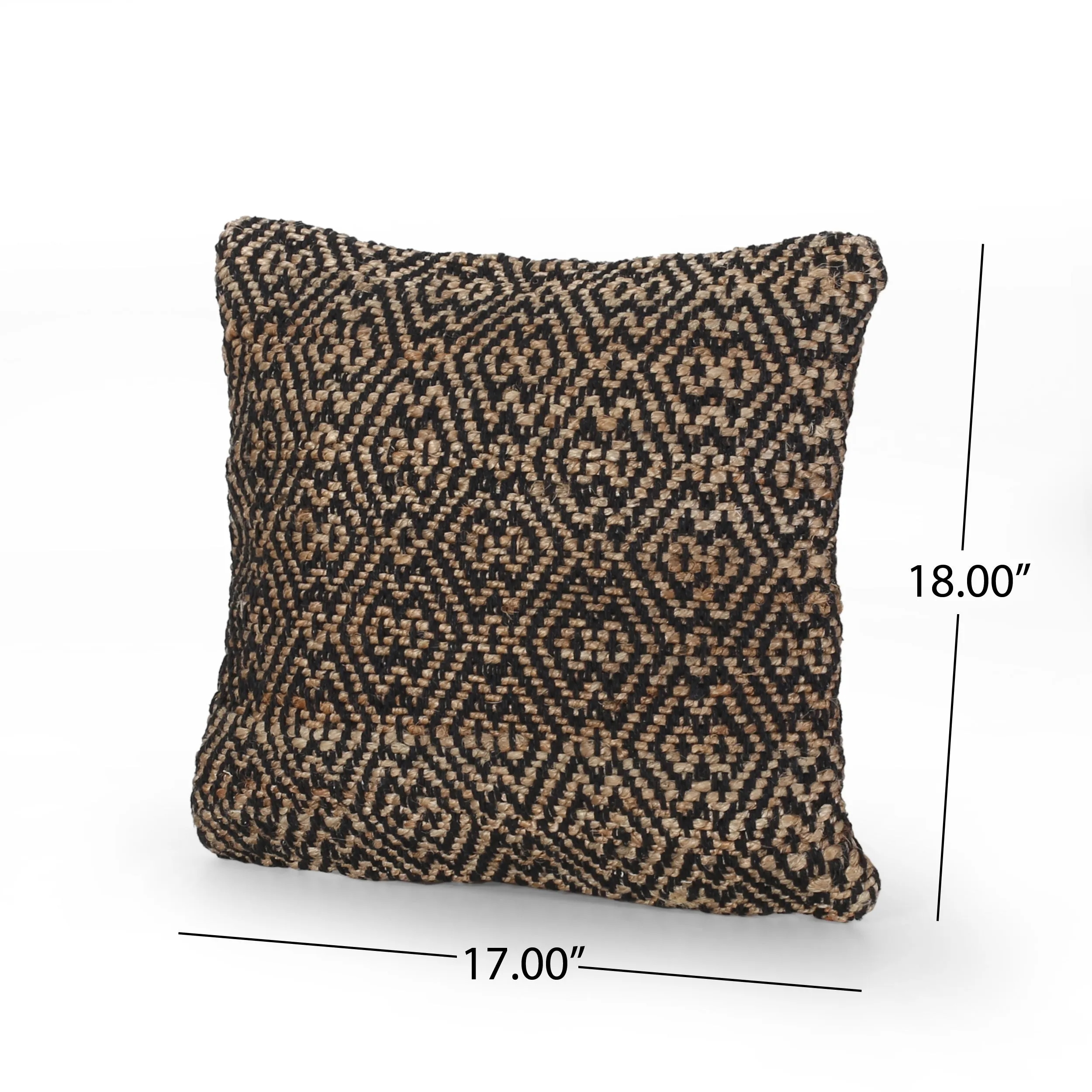 Elaine Boho Jute and Cotton Throw Pillow (Set of 2), Black