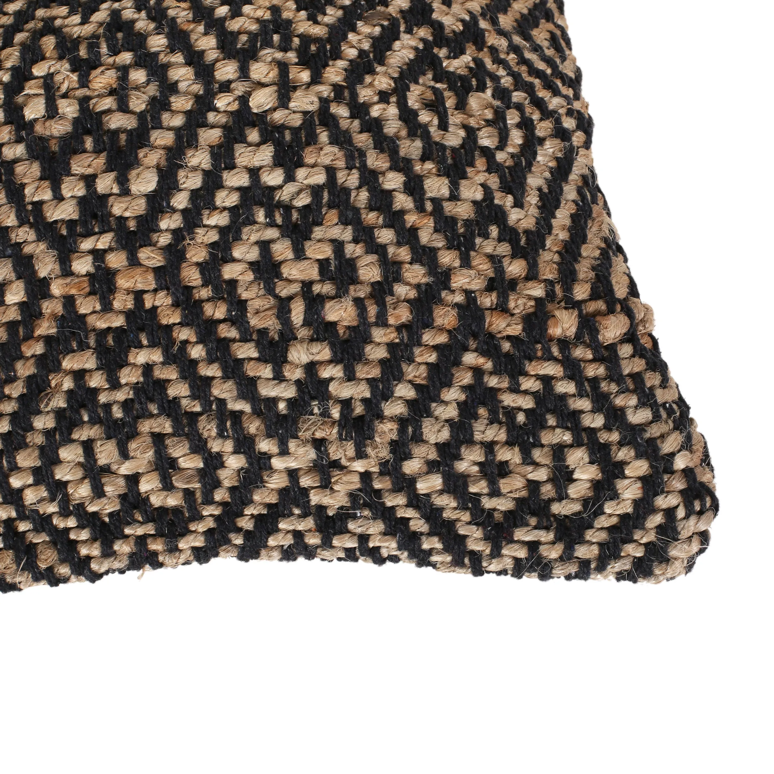 Elaine Boho Jute and Cotton Throw Pillow (Set of 2), Black