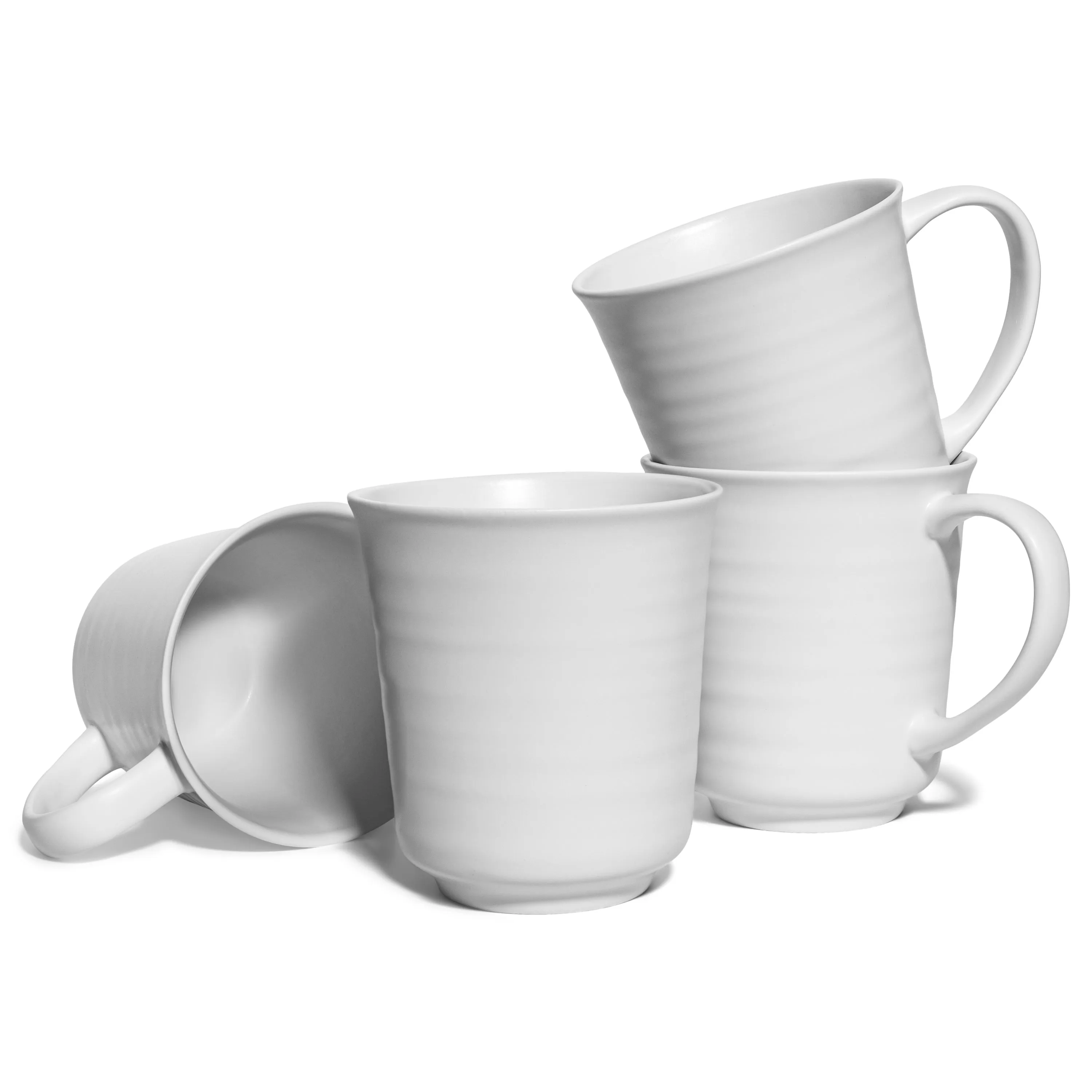 Elanze Designs White Matte Glaze Finish 17 ounce Stoneware Coffee Cup Mugs Set of 4