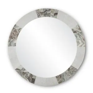 Elena Mirror in White/Brown/Mirror