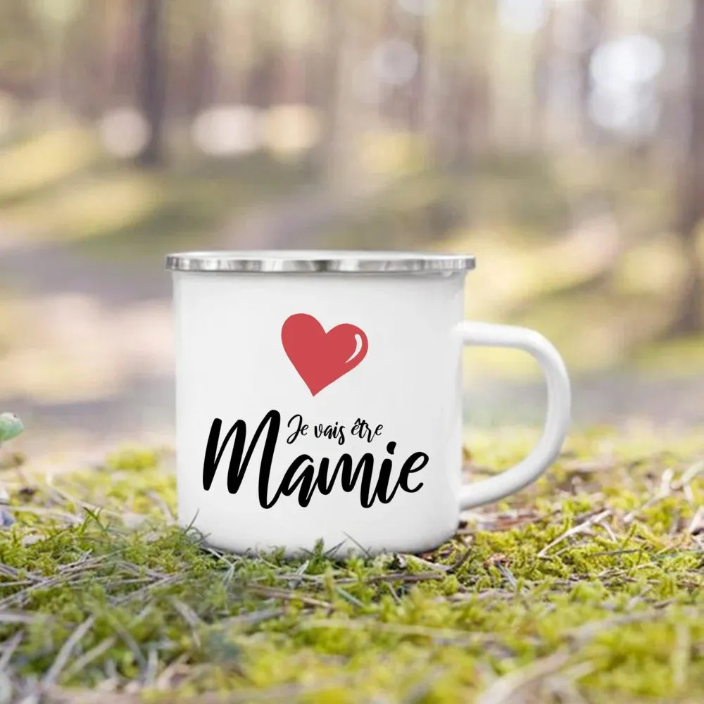 Enamel Mug Super Papy Mamie Print Coffee Cups For Milk, Drinks, Or Water That Make Great Gifts For Grandma And Grandpa