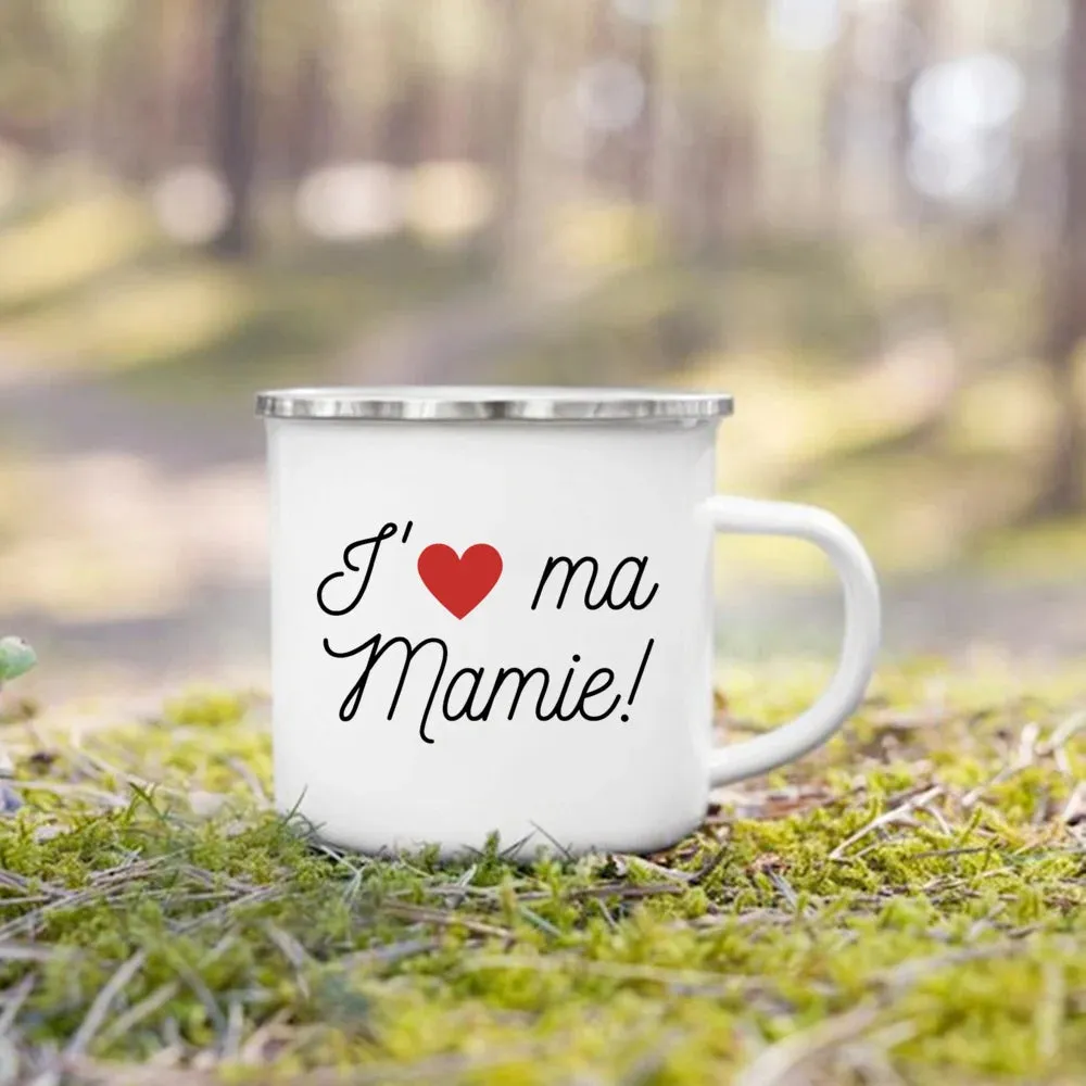 Enamel Mug Super Papy Mamie Print Coffee Cups For Milk, Drinks, Or Water That Make Great Gifts For Grandma And Grandpa