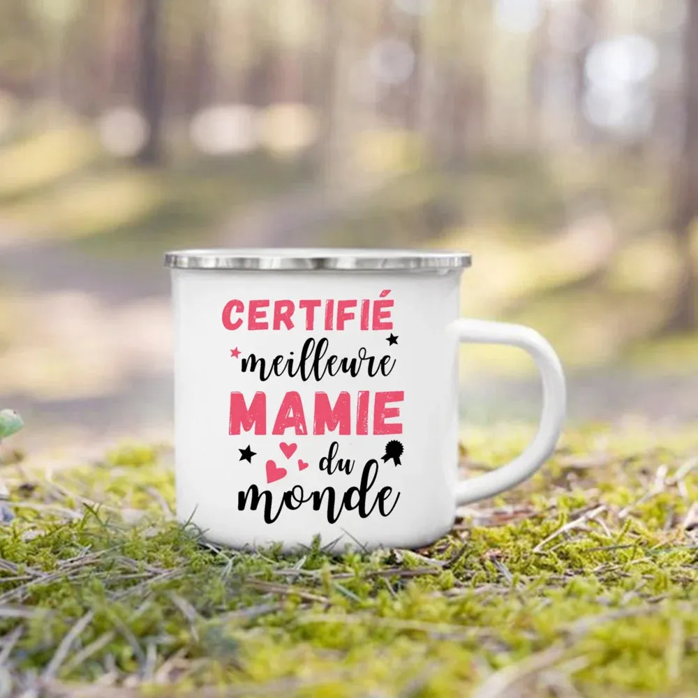 Enamel Mug Super Papy Mamie Print Coffee Cups For Milk, Drinks, Or Water That Make Great Gifts For Grandma And Grandpa