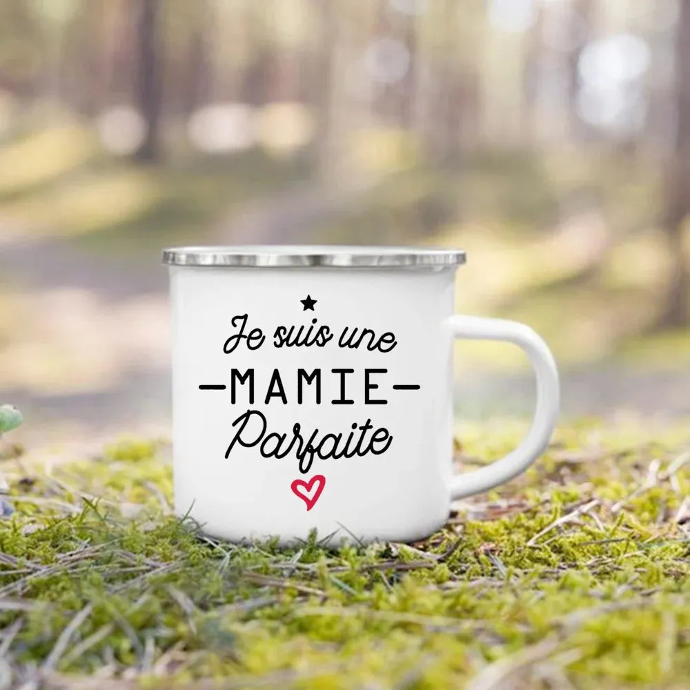 Enamel Mug Super Papy Mamie Print Coffee Cups For Milk, Drinks, Or Water That Make Great Gifts For Grandma And Grandpa