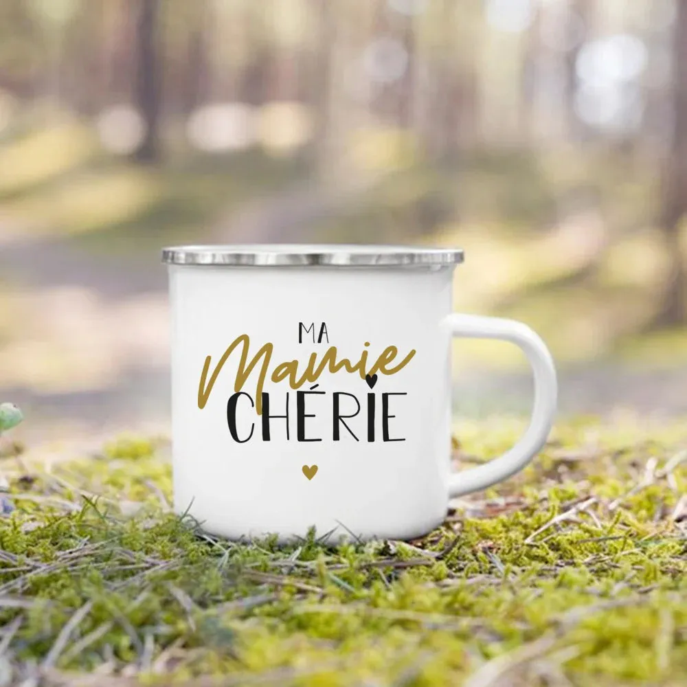 Enamel Mug Super Papy Mamie Print Coffee Cups For Milk, Drinks, Or Water That Make Great Gifts For Grandma And Grandpa
