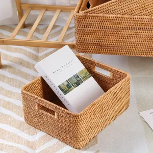 Extra Large Woven Baskets for Living Room, Storage Baskets for Clothes, Storage Baskets for Kitchen, Rectangular Storage Basket for Bedroom, Storage Baskets for Shelves