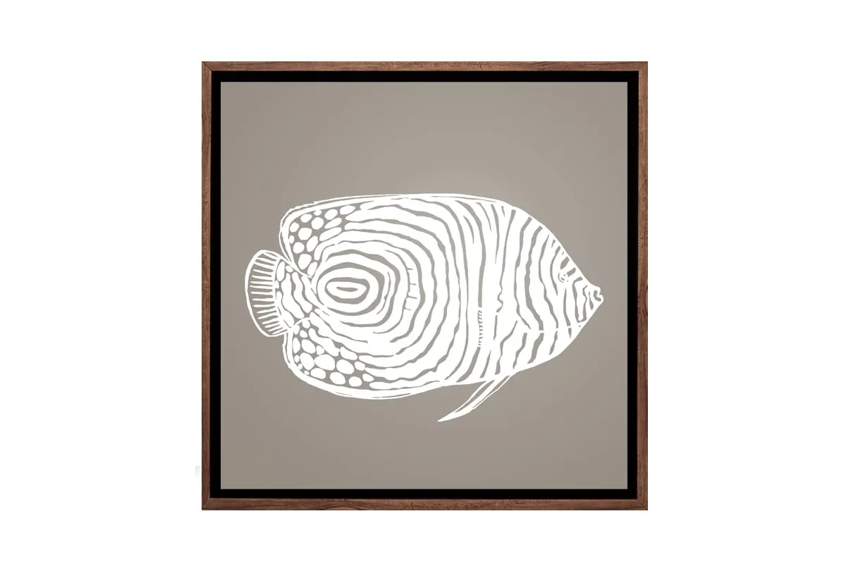 Fish 2 White on Beige | Canvas Wall Art Print